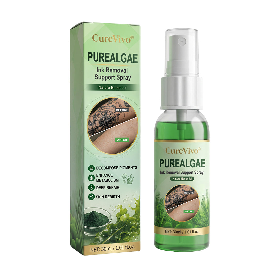 💧CureVivo® PureAlgae Ink Removal Support Spray 🌿 — Say Goodbye to Old Tattoo Pigment 💚, Fade Stubborn Ink ✨, Repair & Smooth Treated Skin 💧, Non-Laser ✅, Try It Now! 🔥