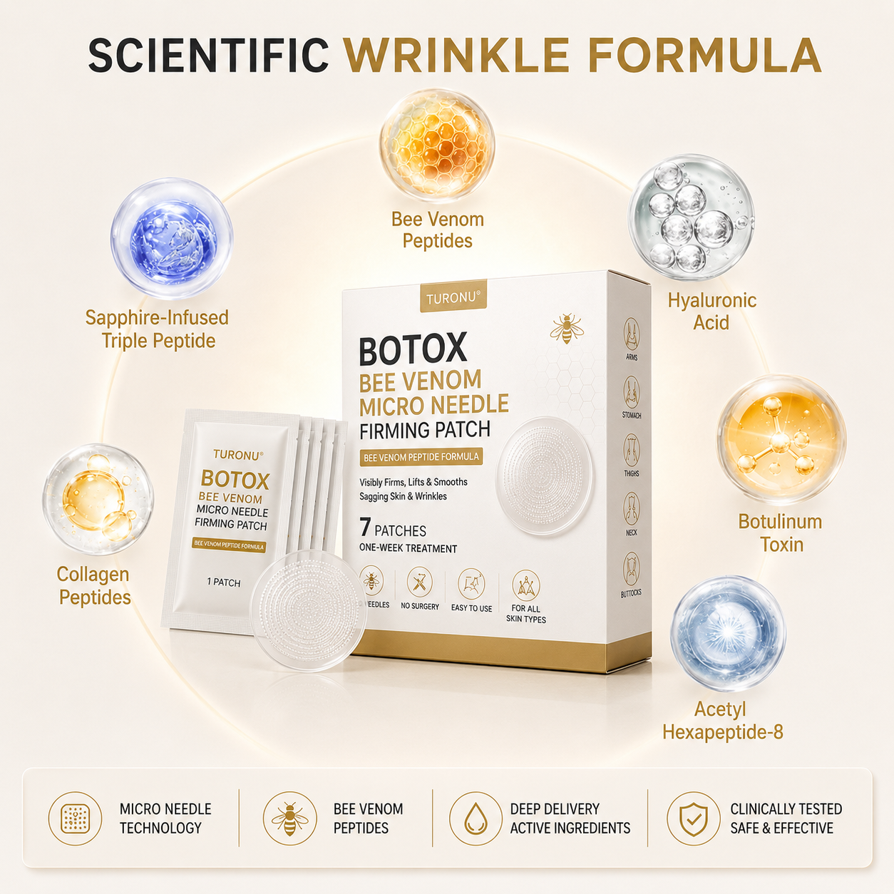 🚨LOOSE SKIN? CREPEY TEXTURE? VISIBLE WRINKLES?Meet Turonu® Botox Bee Venom Microneedle Firming Patch(🔥 80% OFF — FINAL 3 HOURS)