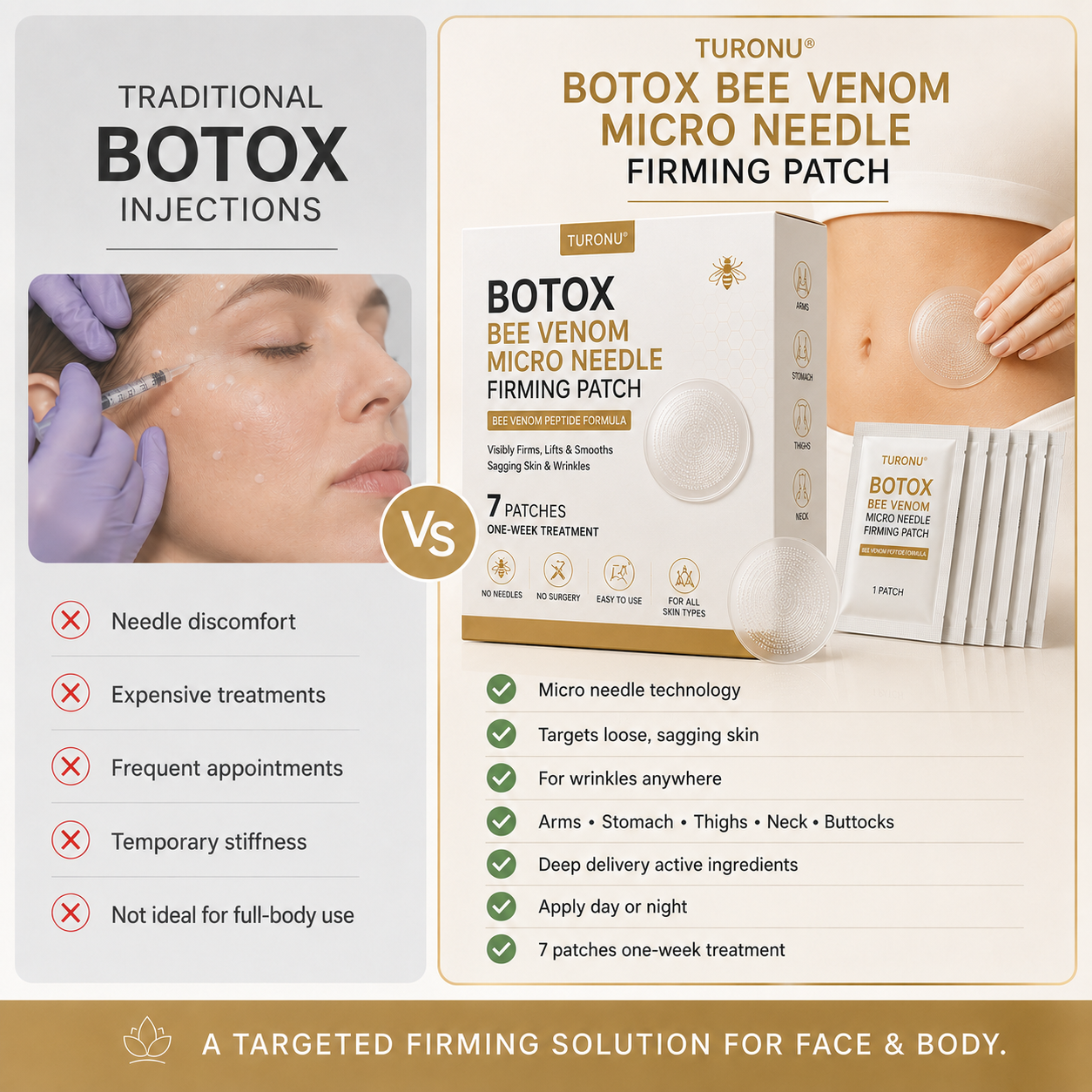🚨LOOSE SKIN? CREPEY TEXTURE? VISIBLE WRINKLES?Meet Turonu® Botox Bee Venom Microneedle Firming Patch(🔥 80% OFF — FINAL 3 HOURS)