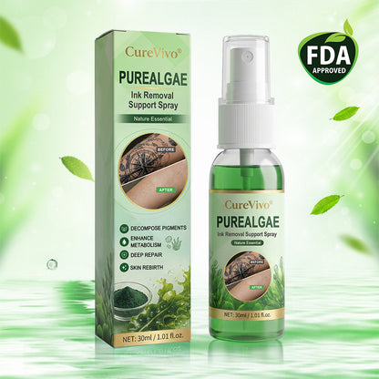 🚀CureVivo® PureAlgae Ink Removal Support Spray 🌿 — Say Goodbye to Old Tattoo Pigment 💚, Fade Stubborn Ink ✨, Repair & Smooth Treated Skin 💧, Non-Laser ✅, Try It Now! 🔥