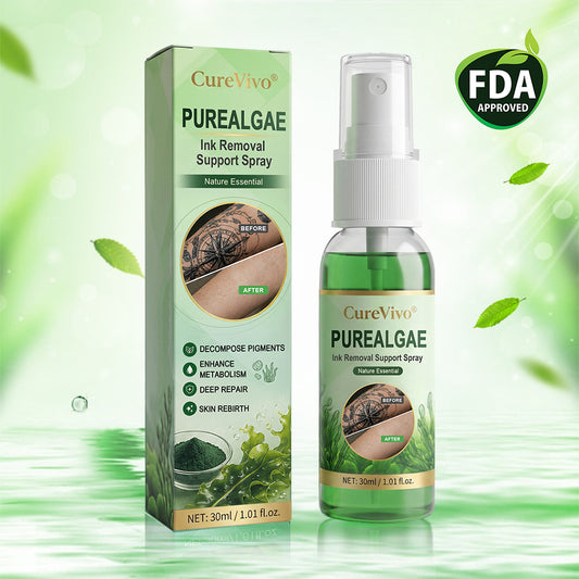 CureVivo® PureAlgae Ink Removal Support Spray 🌿 — Say Goodbye to Old Tattoo Pigment 💚, Fade Stubborn Ink ✨, Repair & Smooth Treated Skin 💧, Non-Laser ✅, Try It Now! 🔥
