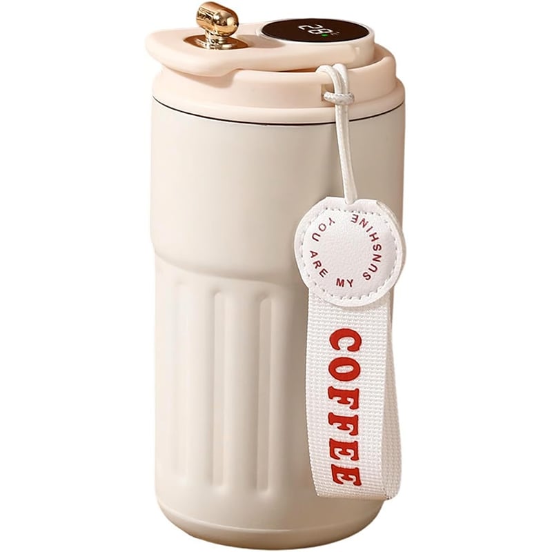 🎁🎁Christmas gift🎁450ml Stainless Steel Travel Mug with Temperature Display - Vacuum Insulated Bottle. Stainless Steel Insulated Cup. Portable Coffee Bottle Cap