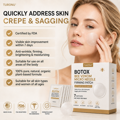 🚨LOOSE SKIN? CREPEY TEXTURE? VISIBLE WRINKLES?Meet Turonu® Botox Bee Venom Microneedle Firming Patch(🔥 80% OFF — FINAL 3 HOURS)