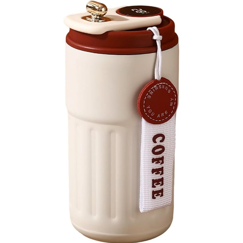 🎁🎁Christmas gift🎁450ml Stainless Steel Travel Mug with Temperature Display - Vacuum Insulated Bottle. Stainless Steel Insulated Cup. Portable Coffee Bottle Cap
