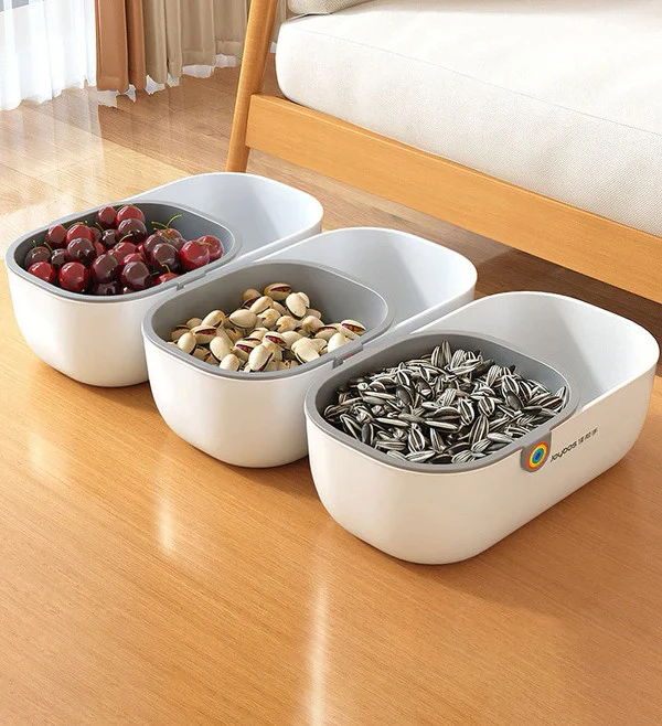 Snackschale mit Abfallbehälter | 2-in-1 Doppelschale für Nüsse & Snacks | SnackNest