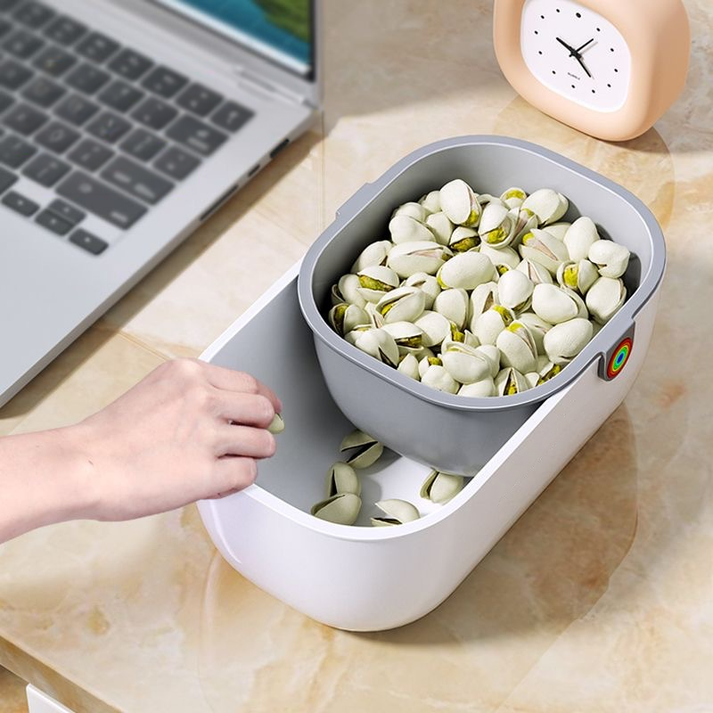 Snackschale mit Abfallbehälter | 2-in-1 Doppelschale für Nüsse & Snacks | SnackNest