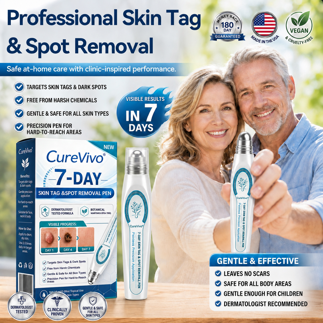🌸CureVivo® 7-𝐷𝑎𝑦 𝗧𝐚𝐠 & 𝗦𝗽𝐨𝐭 𝐄𝐫𝒂𝒔𝒆𝒓✅🎉(Zero Pain, Zero 𝐒𝐜𝐚𝒓𝒔 Rollerball)
