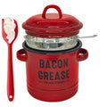 Top Christmas Gift 2026 🎅-46 oz bacon grease container with strainer and food-grade silicone spatula